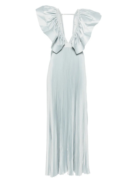  L'idée Ventoux Ruffled V-neck Gown - Blue 
