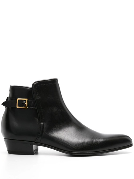  Lidfort Pointed-toe Buckled Leather Boots - Black 