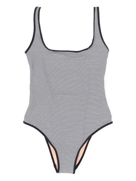 Lido Striped Square-neckline One Piece - White 