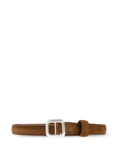  Lie Studio Georgia Square Buckle Slim Belt - Brown 