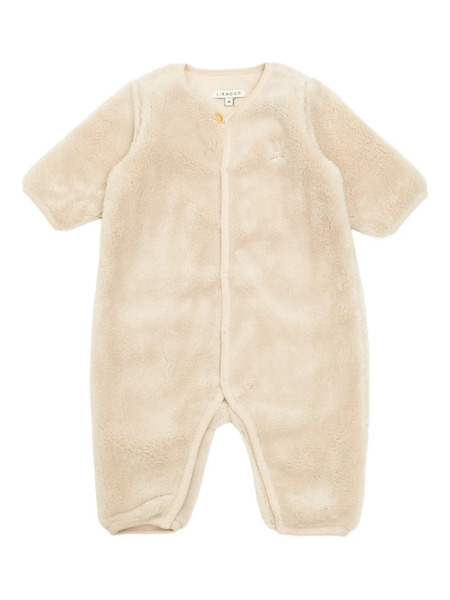  Liewood Bunny-embroidered Fleece Romper - Neutrals 