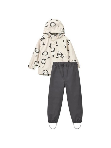  Liewood Panda-print Hooded Jacket - Grey 