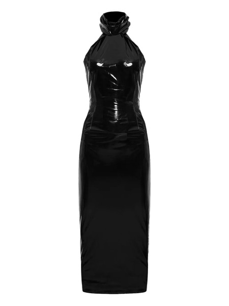  Lika High-neck Open-back Midi Dress - Black 