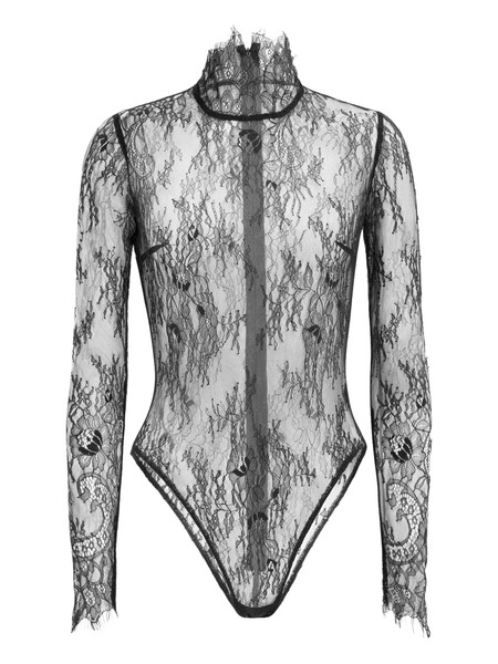  Lika Lace Long-sleeve Bodysuit - Black 