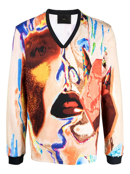  Limitato Abstract-face Print Wool Sweater - Neutrals 