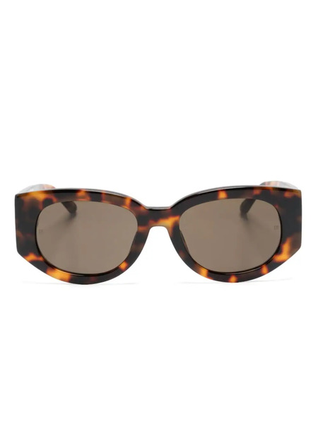  Linda Farrow Debbie Oval-frame Sunglasses - Brown 