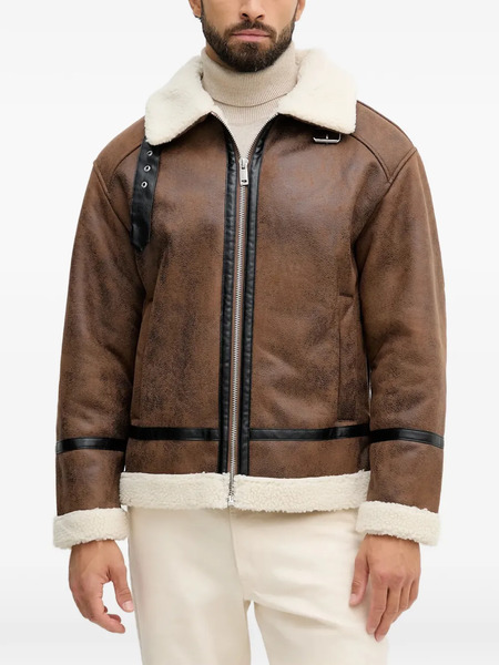  Lindbergh Shearling-trim Jacket - Brown 