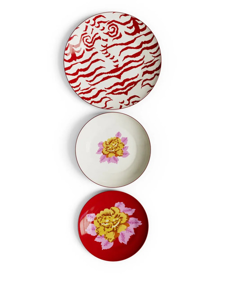  Lisa Corti Indian Tiger Table Plates (set Of Three) - Red 