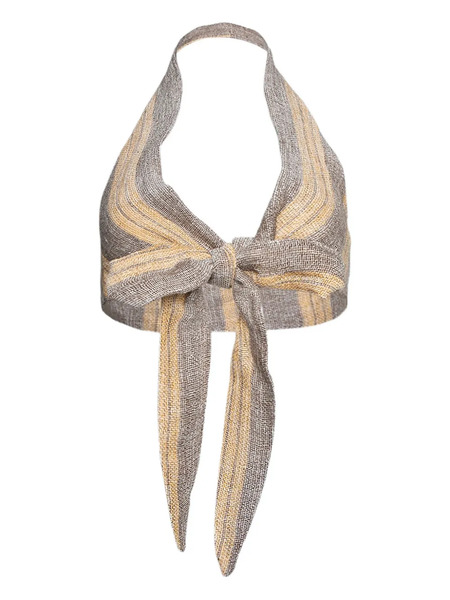  Lisa Marie Fernandez Striped Tie Halter Top - Neutrals 