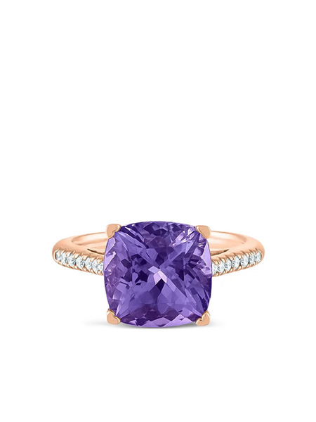  Lisa Nik 18k Rose Gold Amethyst And Diamond Ring - Pink 