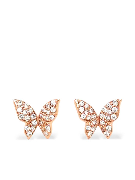  Lisa Nik 18k Rose Gold Butterfly Diamond Earrings - Pink 