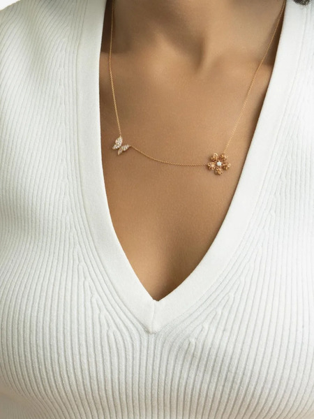  Lisa Nik 18k Rose Gold Sapphire Charm Necklace 