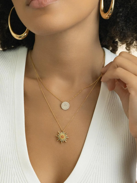  Lisa Nik 18k Yellow Gold Disc Diamond Necklace 