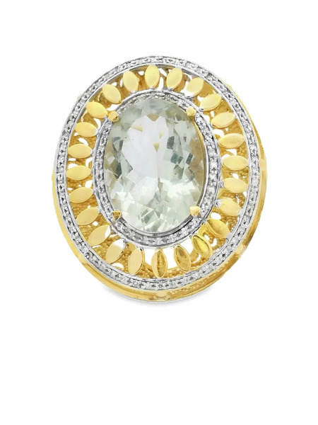  Lisa Nik 18k Yellow Gold Quartz And Diamond Ring 
