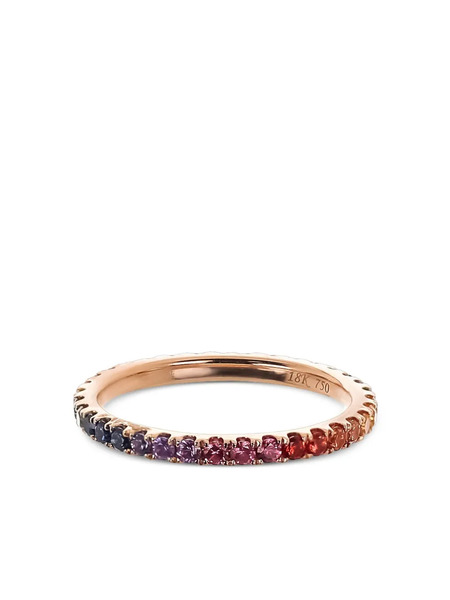  Lisa Nik 18kt Rose Gold Rainbow Sapphire Ring - Pink 