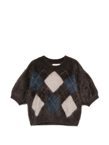  Lisa Yang Argyle Knit Top - Brown 