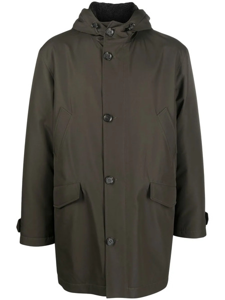  Liska Button-front Hooded Coat - Green 