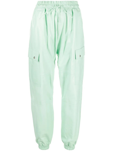  Liska Drawstring Leather Track Pants - Green 