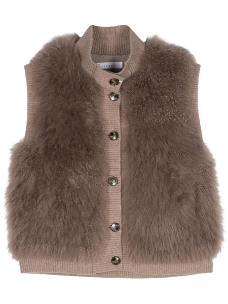  Liska Fur-design Ribbed-trim Gilet - Brown 