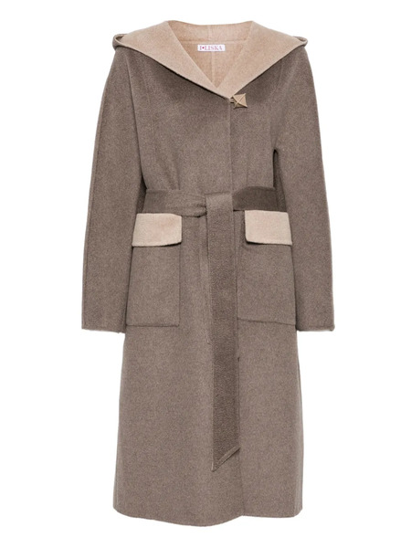  Liska Hooded Belted Coat - Brown 