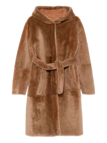  Liska Hooded Belted Faux-fur Coat - Brown 