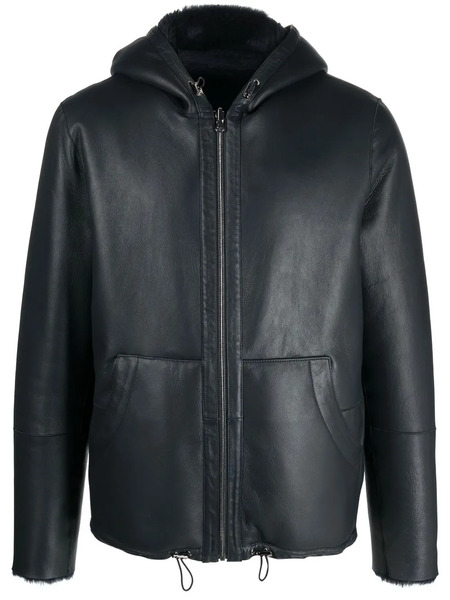  Liska Leather Reversible Bomber Jacket - Blue 