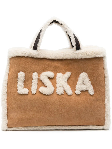  Liska Logo-lettering Tote Bag - Brown 