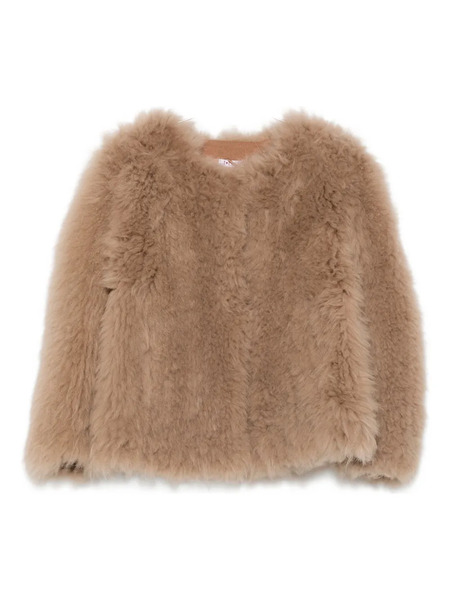  Liska Long-sleeve Goat-fur Jacket - Neutrals 