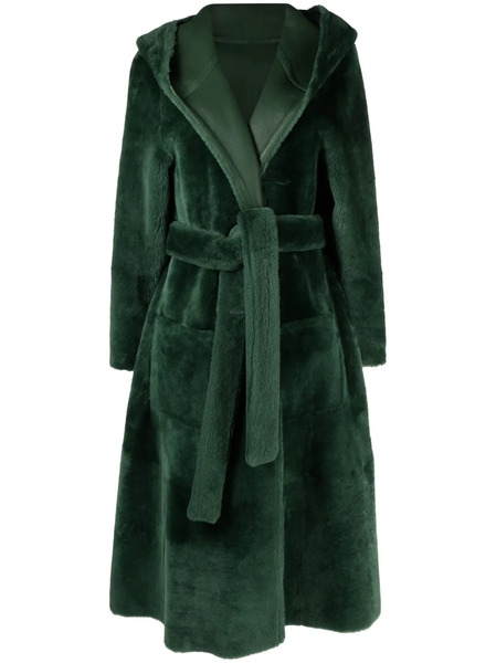  Liska Reversible Hooded Sheepskin Coat - Green 