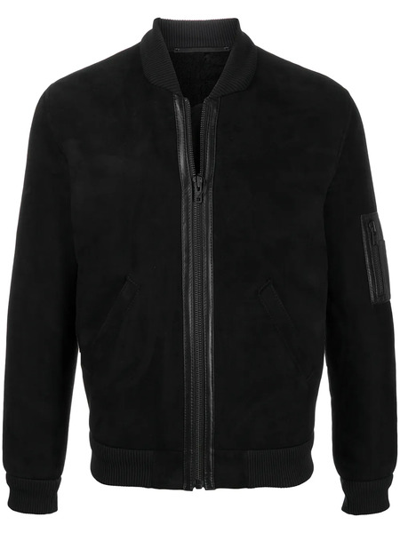  Liska Ribbed Trim Bomber Jacket - Black 
