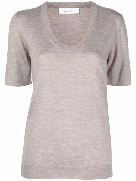  Liska Round-neck Knitted Top - Brown 