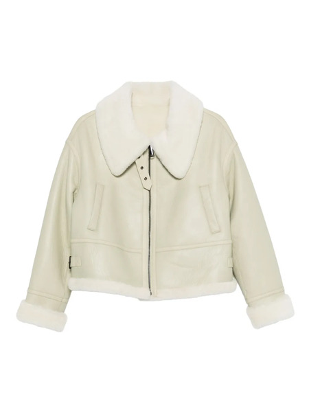  Liska Shearling Biker Jacket - Green 