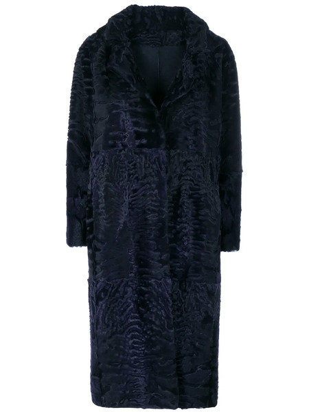  Liska Textured Single-breasted Coat - Blue 