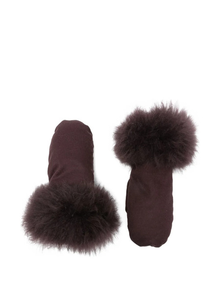  Liska Textured-trim Gloves - Brown 