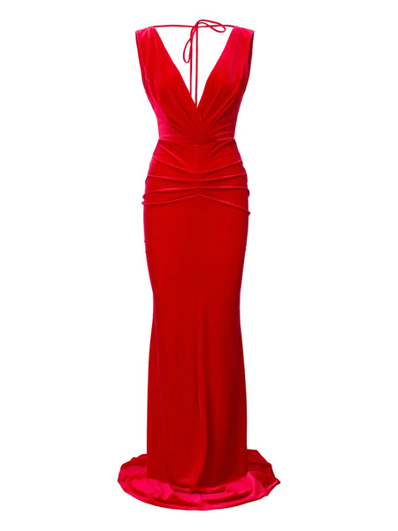  Lita Couture Vianne V-neck Maxi Dress - Red 