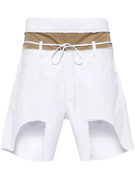  Litkovska Asymmetric Layered Denim Shorts - White 
