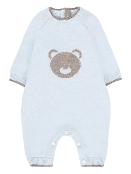  Little Bear Bear-detail Knitted Romper - Blue 
