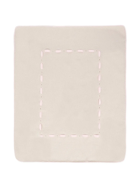  Little Bear Border-stitch Wool Blanket - Neutrals 