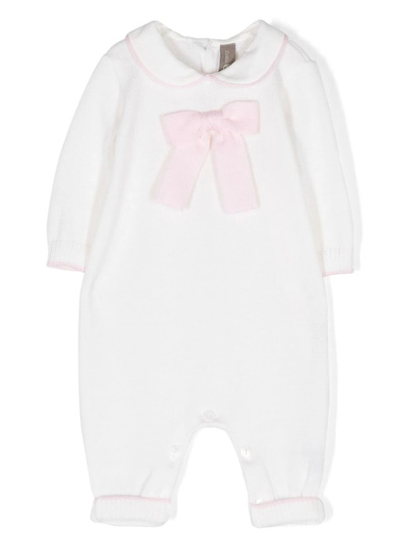  Little Bear Bow-detail Knitted Romper - Neutrals 