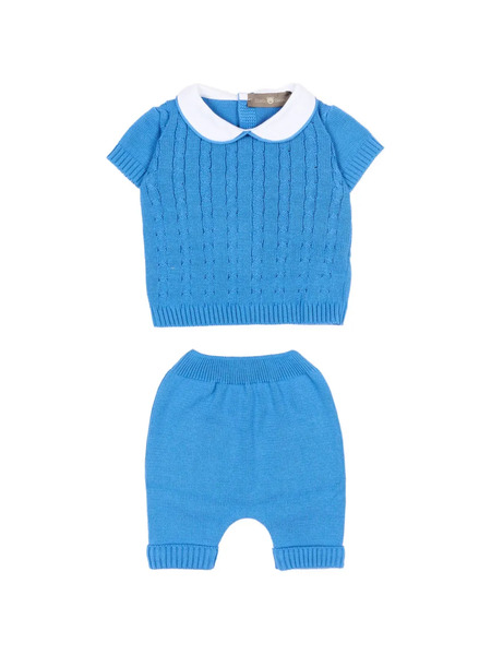  Little Bear Collared Knitted Trousers - Blue 