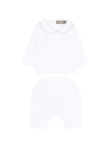  Little Bear Collared Trousers Set - White 