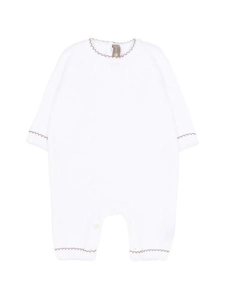  Little Bear Contrast-trim Romper - White 