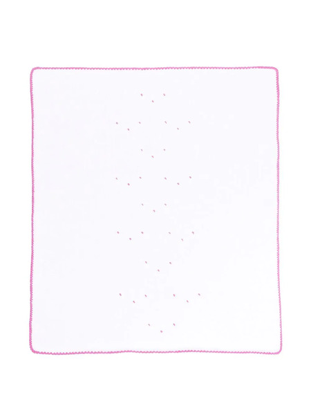  Little Bear Embroidered Cotton Blanket - White 