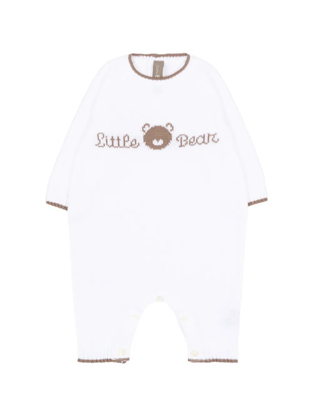  Little Bear Embroidered Romper - White 