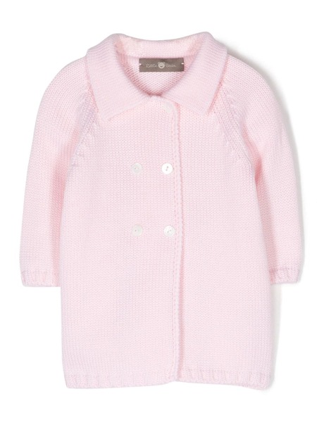  Little Bear Fine-knit Double-breasted Blouse - Pink 
