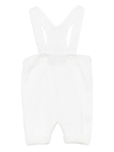  Little Bear Ribbed-knit Romper - White 