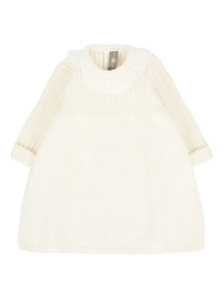 Little Bear Ruffled Wool Dress - Neutrals 