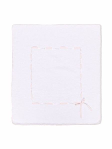  Little Bear Stitch-detail Knitted Blanket - White 