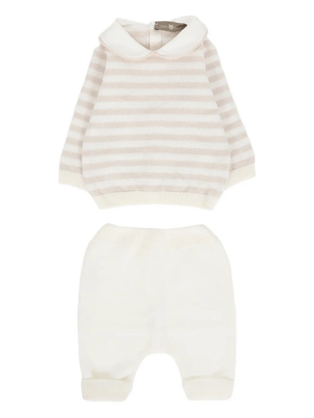  Little Bear Striped Trousers Set - White 
