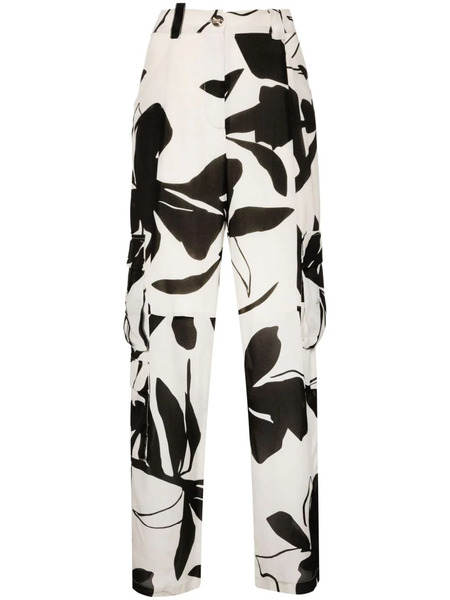  Liu Jo Abstract-print Silk Cargo Trousers - Neutrals 